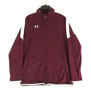 Under Armour Jacket Mens Size Large Tall Rival Knit Full‎ Zip Maroon Lightweight